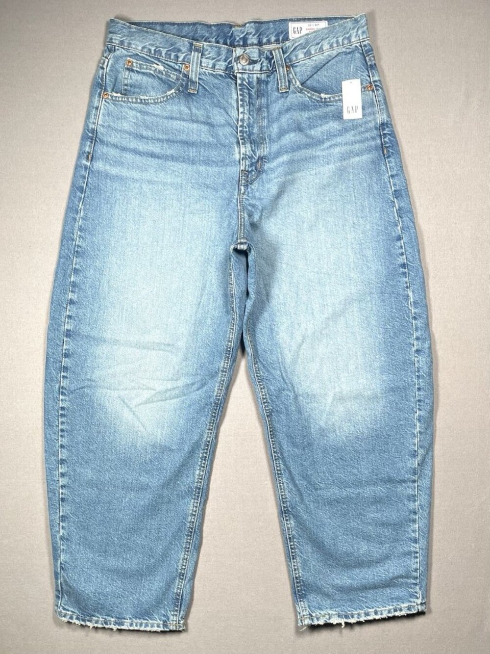 NWT Gap Barrel Crop High Rise Blue Medium Wash Denim Jeans - Women Size 30/10R